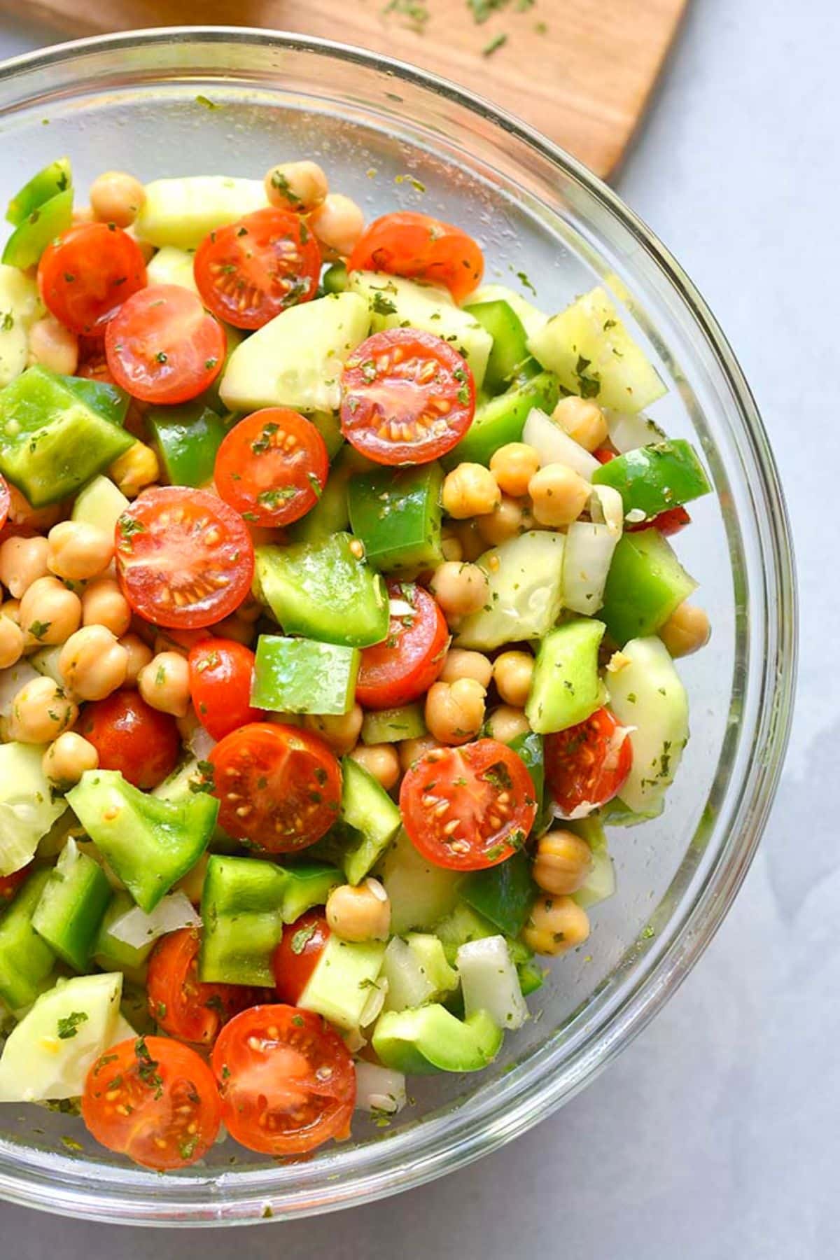 Healthy Chickpea Tomato Cucumber Salad — high-protein recipe photo